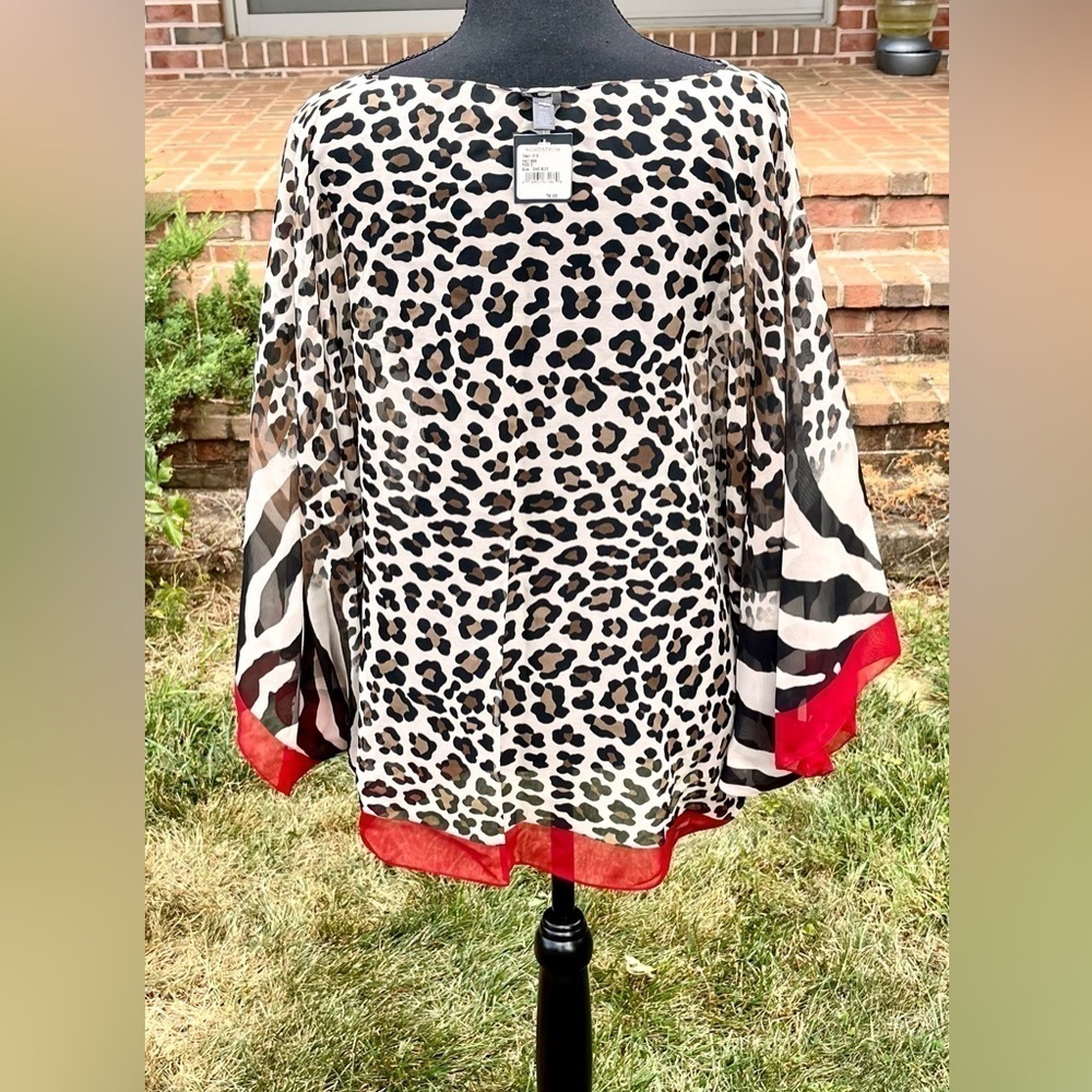 NWT Tarnish Nordstrom Leopard Tiger Mixed Print Poncho Shawl Mob Wife Aesthetic